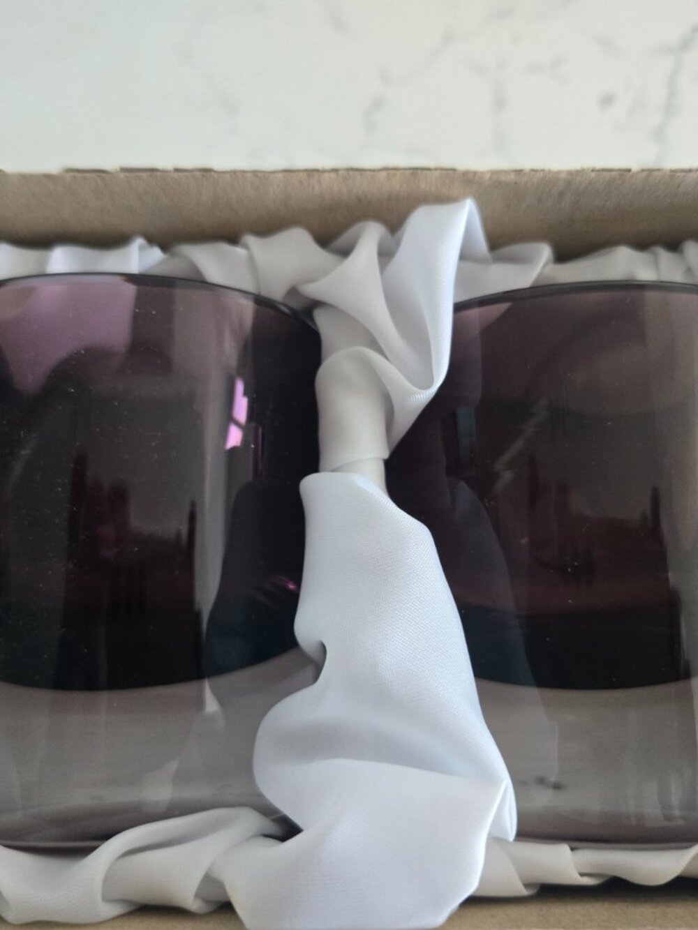 Boxed Vintage Holmegaard Amethyst Glass Candleholders